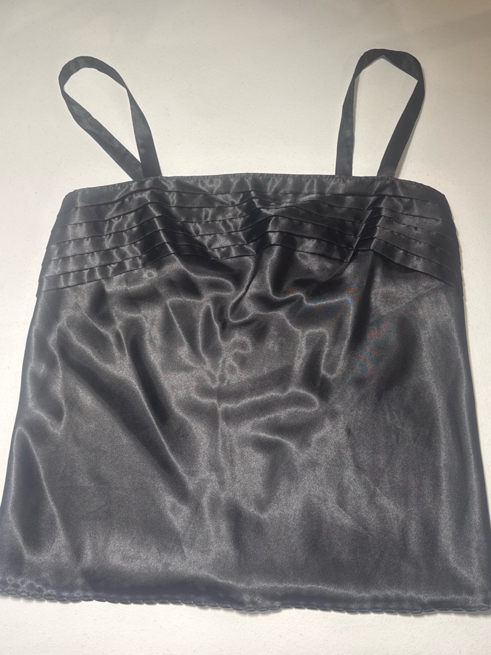 chic Black Satin Pleated Bust Camisole